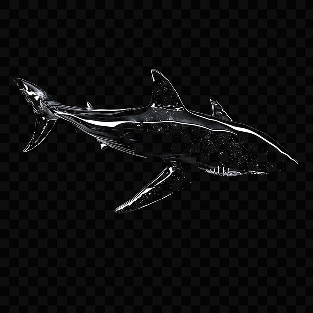 PSD a shark in the water with a black background