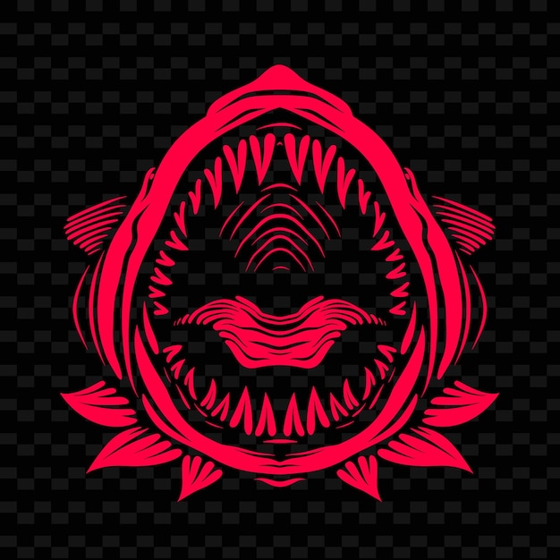 PSD a shark with a big mouth on the black background