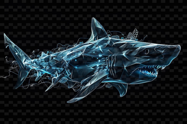 PSD a shark with a blue background and the words quot shark quot on the bottom