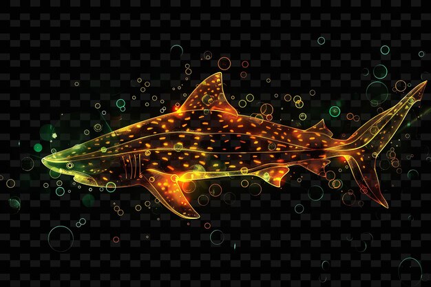 PSD a shark with bright lights on a black background