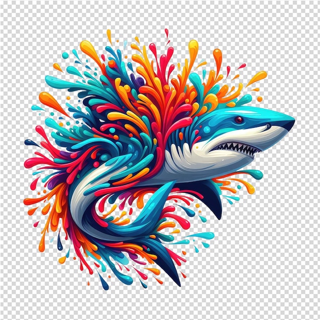 PSD a shark with the mouth open and the word shark in the middle