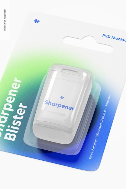 PSD sharpener blister mockup, close up