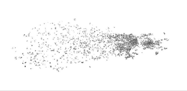 PSD shattered glass debris isolated transparent background 3d rendering