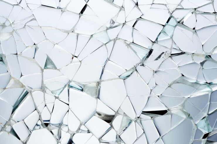 PSD shattered glass pieces create intricate patterns reflecting light in unique ways