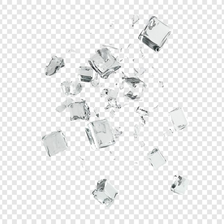 PSD shattering ice cubes a crystalline cascade