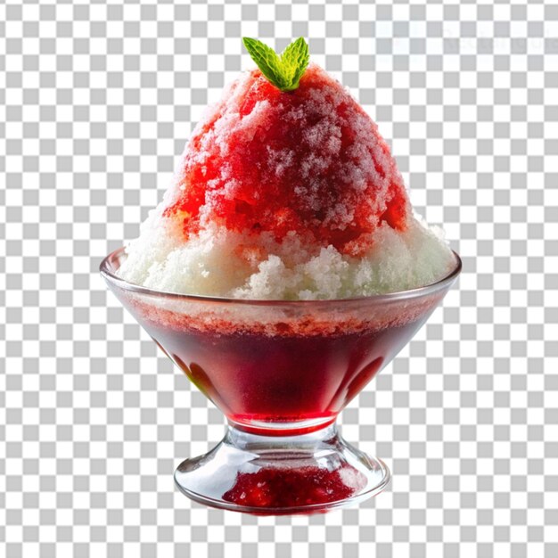 PSD shaved ice red color and ice bar on transparent background