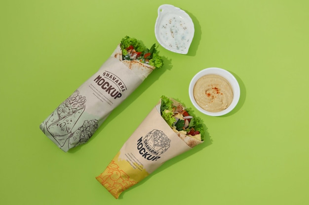 PSD shawarma packaging mockup  design