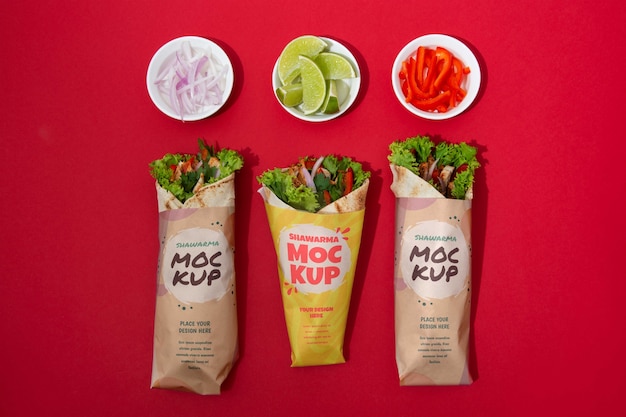 PSD shawarma packaging mockup  design