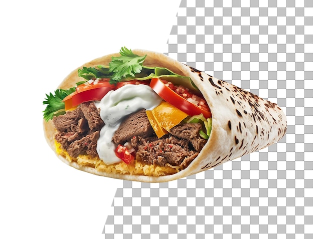Un panino shawarma con kebab e salsa allo yogurt...