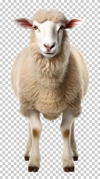 PSD sheep front view isolated on transparent background