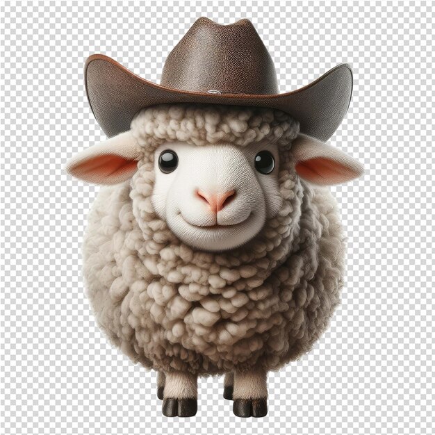 PSD a sheep head with a cowboy hat on it