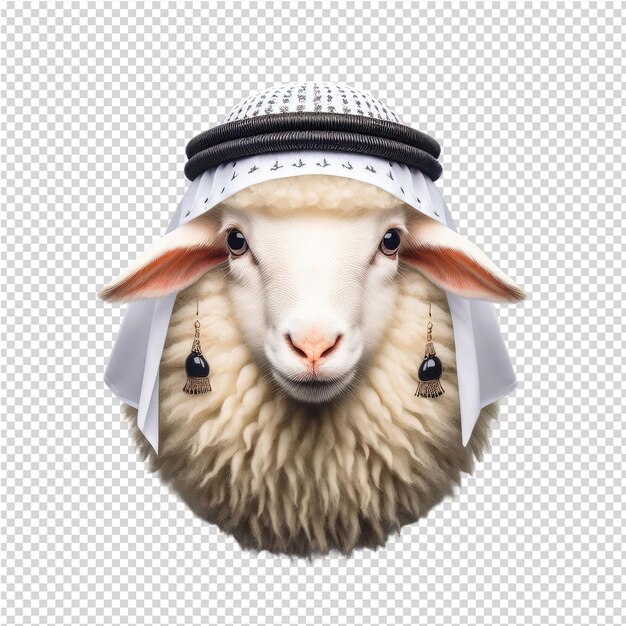 PSD a sheep head with a hat on it that says  sheep