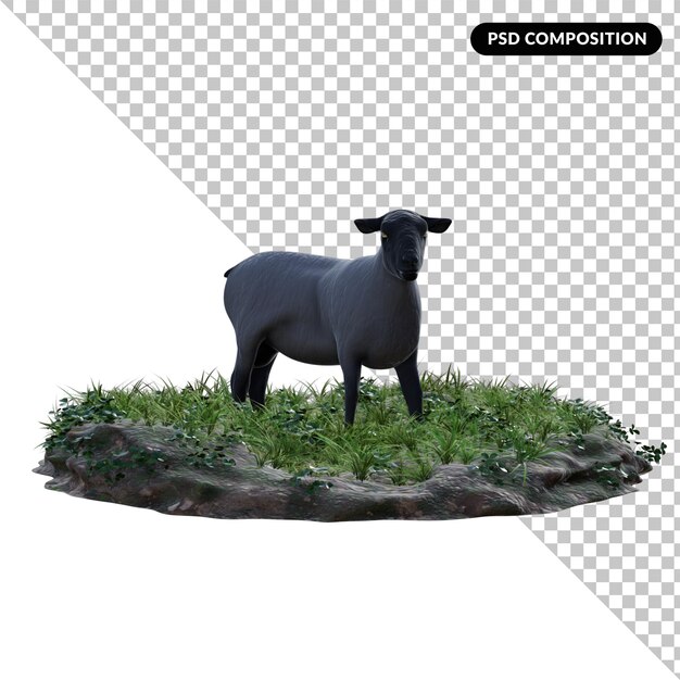 PSD sheep illustration 3d