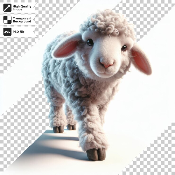 PSD a sheep is shown with the words sheep on it