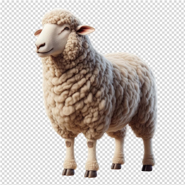 PSD a sheep is standing on a white background with a black background