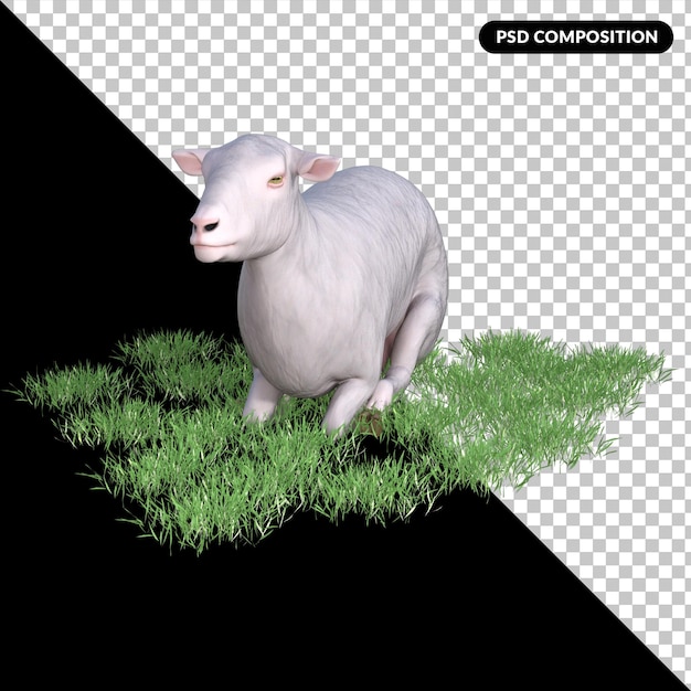 PSD rendering 3d isolato di pecora