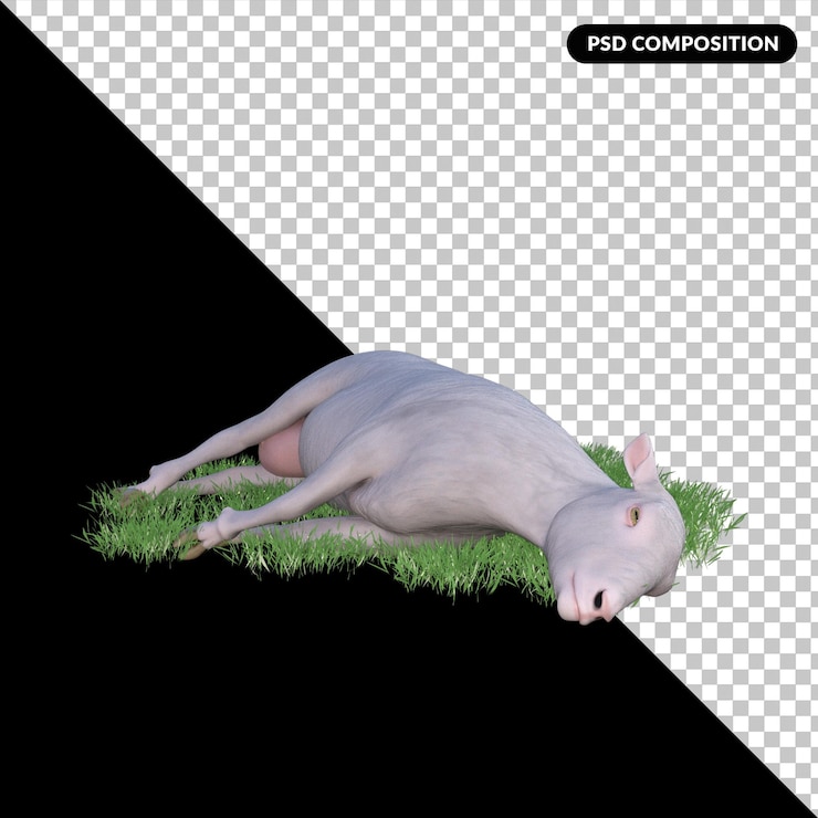 PSD sheep isolated 3d rendering
