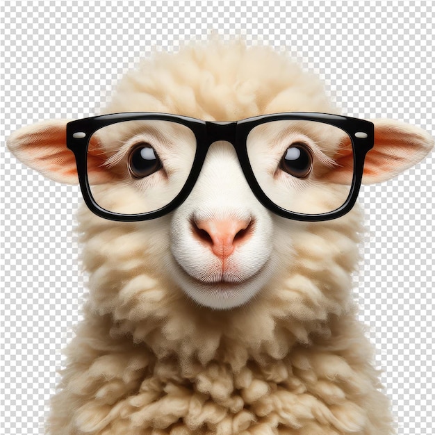 PSD a sheep wearing glasses and a black rimmed glasses