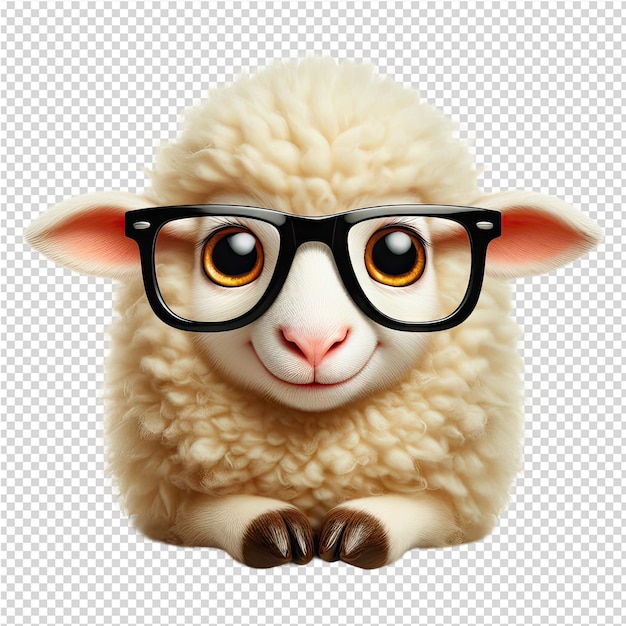 PSD a sheep wearing glasses and a black rimmed glasses