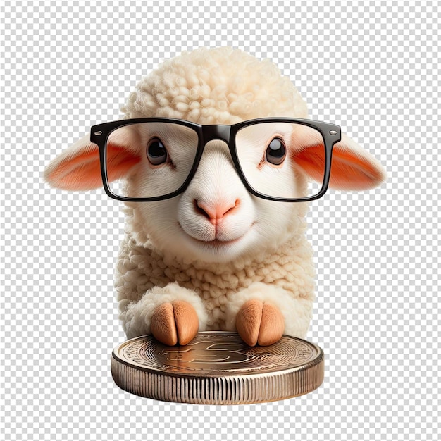 PSD a sheep wearing glasses and a black rimmed glasses