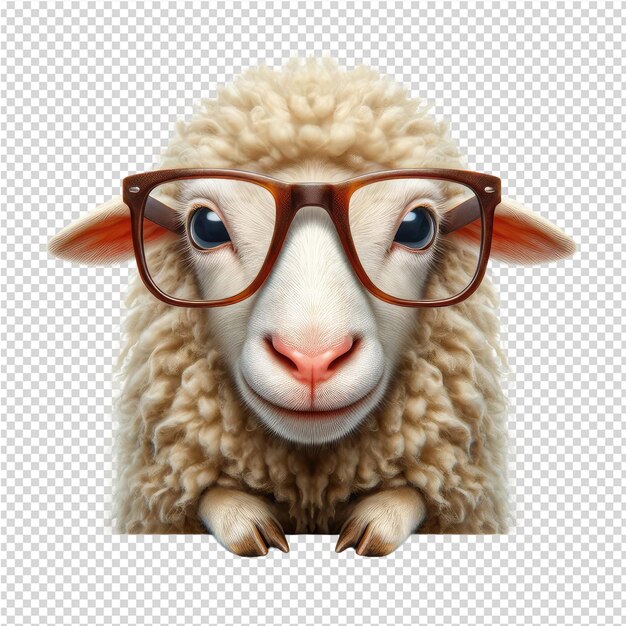 A sheep wearing glasses and a pair of glasses