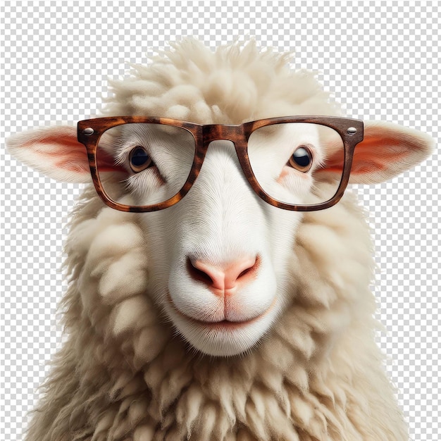 PSD a sheep with glasses and a pair of glasses on it