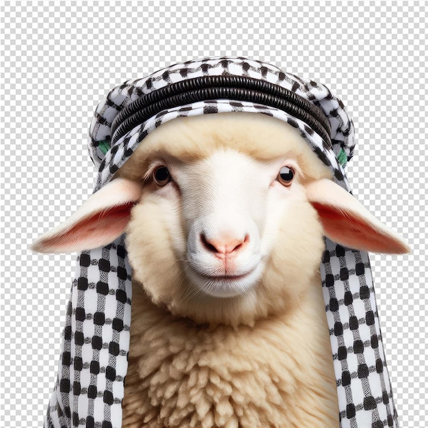 PSD a sheep with a hat on its head