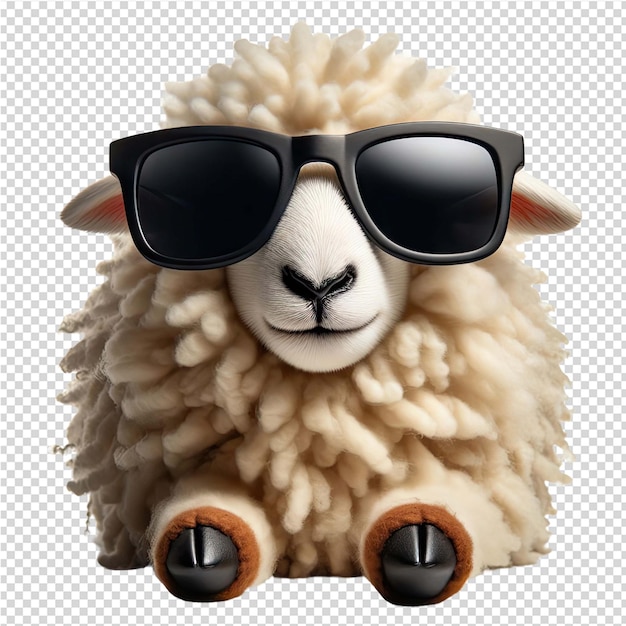 PSD a sheep with sunglasses on its head and a pair of sunglasses