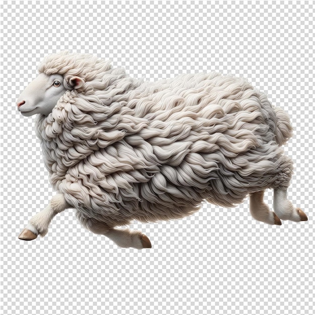 PSD a sheep with a tag on its ear is running through a grid