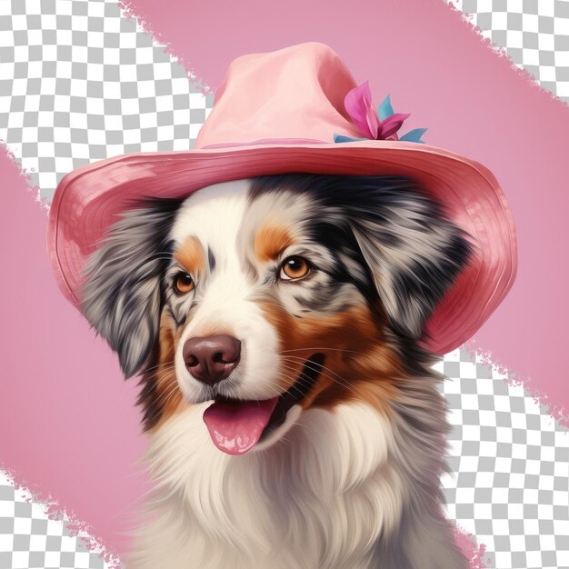 PSD sheepdog wearing hat against transparent background