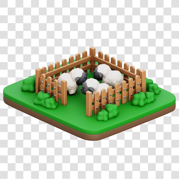 sheepfold 3d rendering illustration isolated transparent background