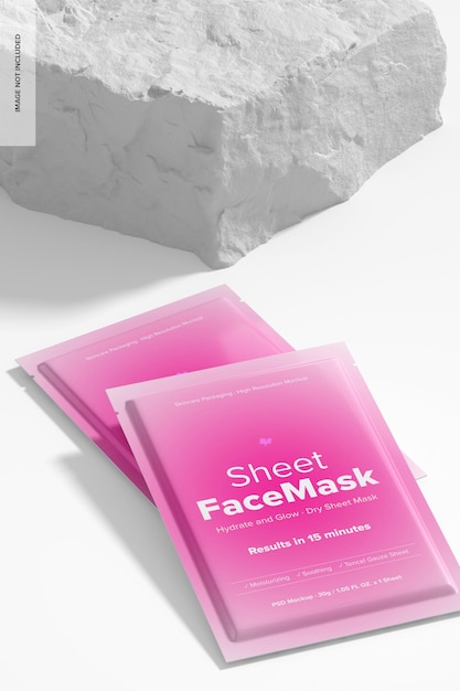 PSD sheet face mask scene mockup