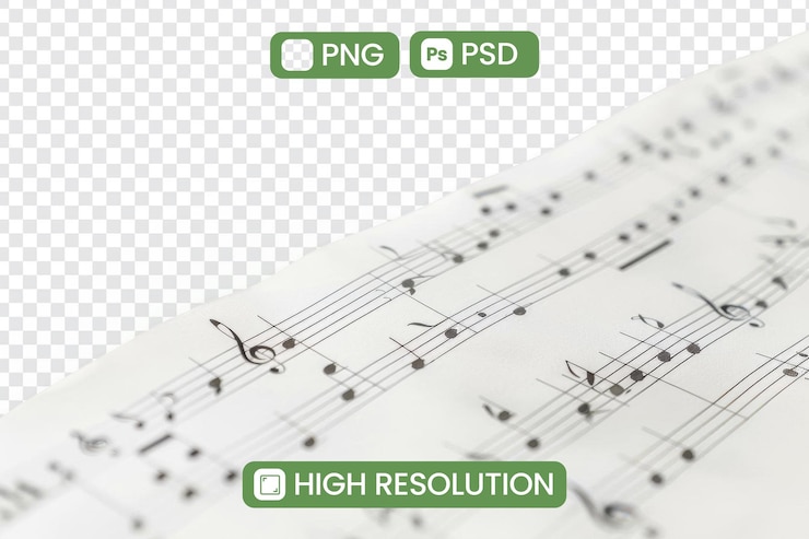 PSD a sheet of music with a sheet music on it