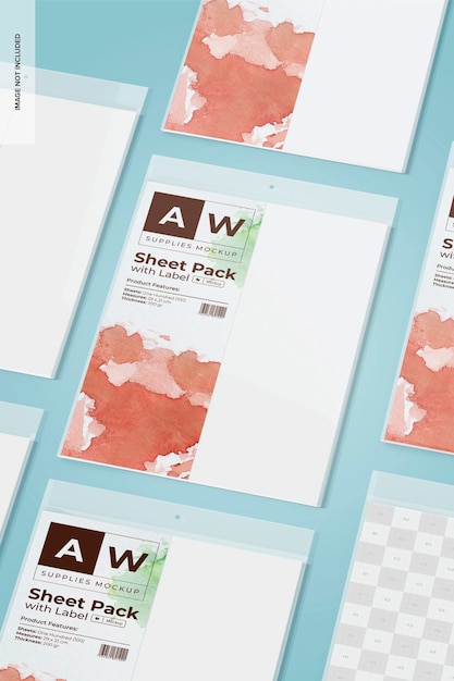 Sheet packs met label mockup mozaïek