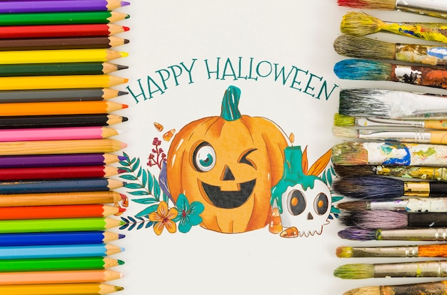 Sheet with happy halloween concept