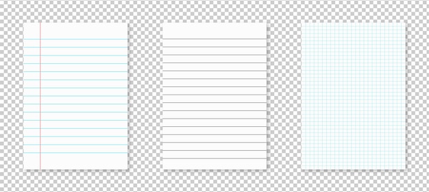 Sheets of Paper Lined Ruled and Grid