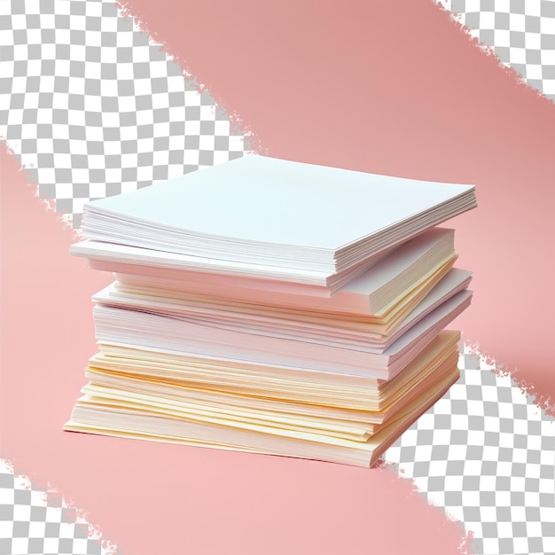 Sheets of paper arranged together on a transparent background