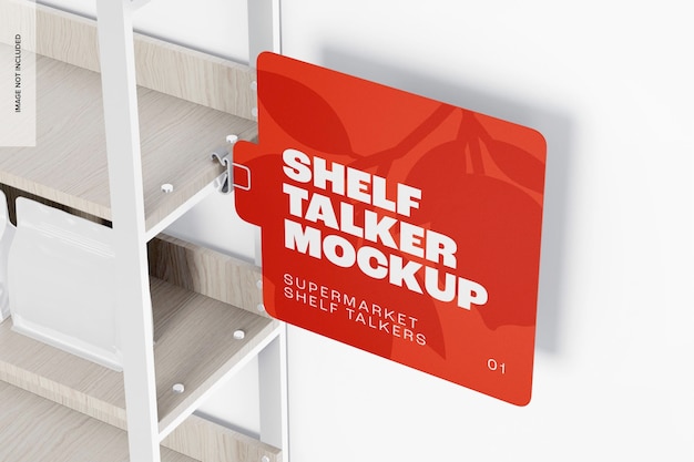 PSD shelf talker mockup, high angle view