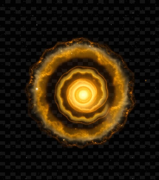 Shell Galaxy Nebula With Concentric Shells Glowing With Soft Yellow Light Showcasing Multiple Stell