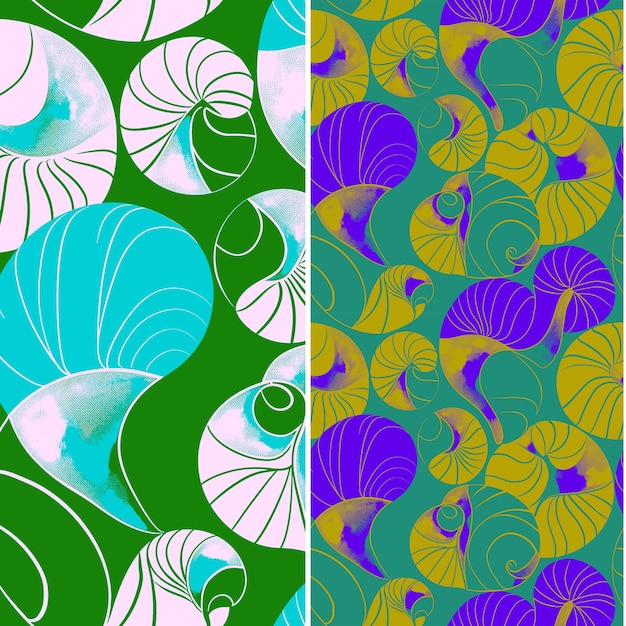 Shell With Spiral Silhouette Line Art Minimal Design and Asy Nature Pattern Vector Designs