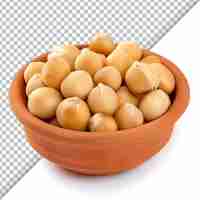 PSD shelled macadamia nuts isolated on transparent background