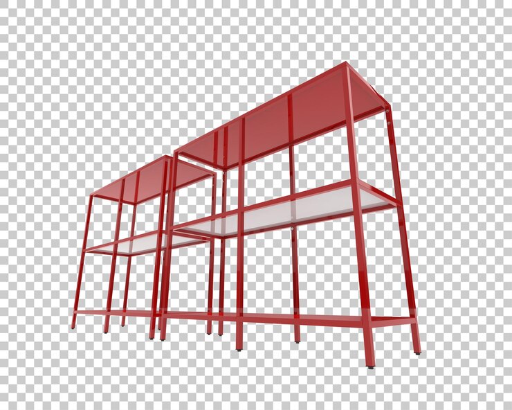 PSD shelves isolated on transparent background 3d rendering illustration