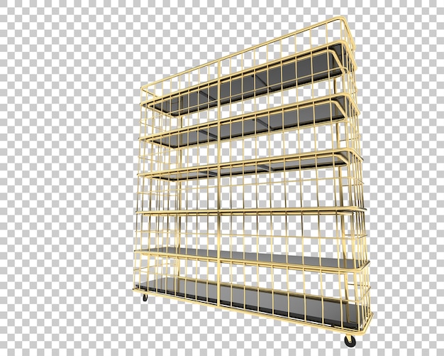 Illustrazione di rendering 3d di scaffali isolati su uno sfondo trasparente