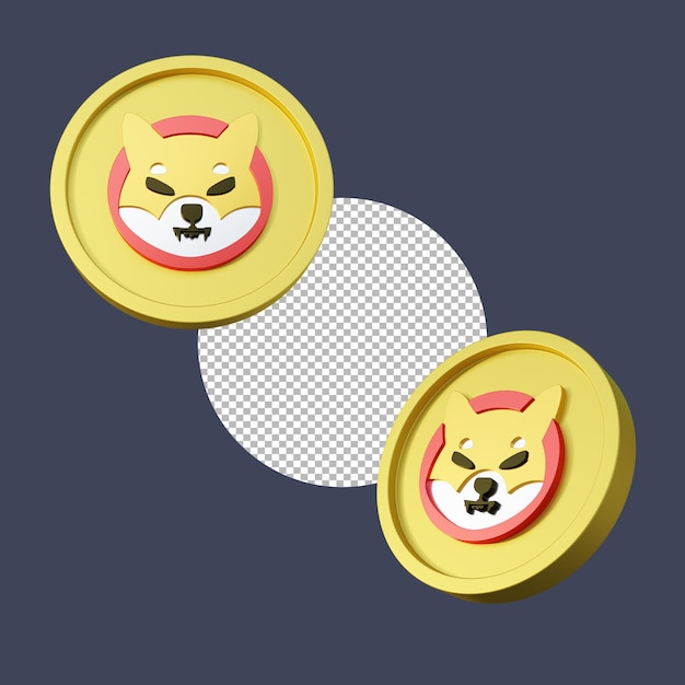 Shiba inu 3d cryptocurrency render psd