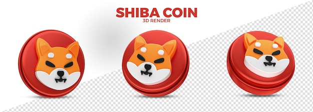 PSD shiba inu cryptocurrency coin realistic 3d render isolated for composition