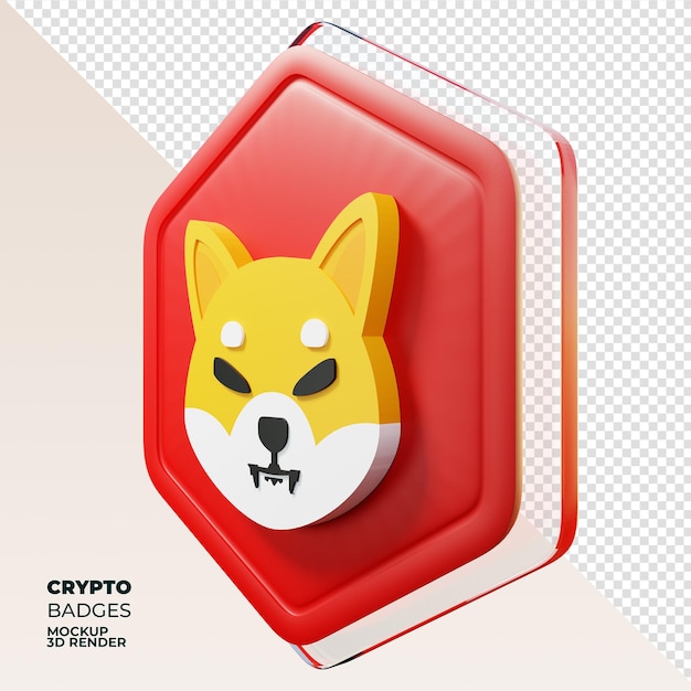 PSD shiba inu shib badge right view 3d rendering coin