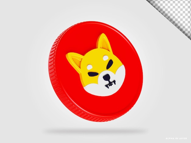 Shiba Inu shib cryptocurrency coin 3d rendering isolated