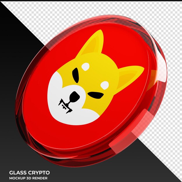 PSD shiba inu shib glass crypto coin 3d illustratie