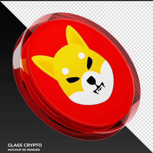 PSD shiba inu shib glass crypto coin 3d illustration