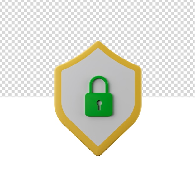 Shield 3d illustration with lock sign cyber security 3d icon with shield